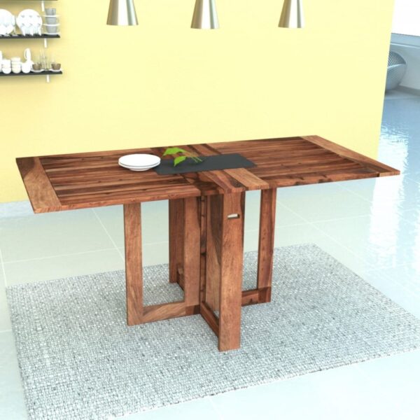 Sheesham Wood Folding Dining Table Stripped Top - Honey