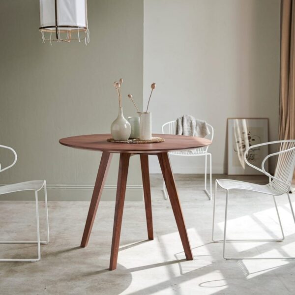 Sheesham Wood Round Top Four Seater Dining Table (Honey Finish)