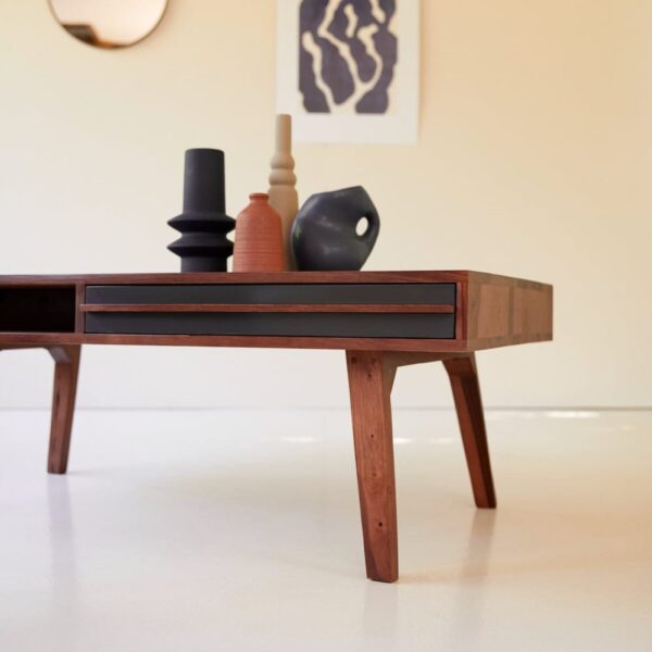 Sheesham Elegance Coffee Table with Gray Accent Drawer - Image 5