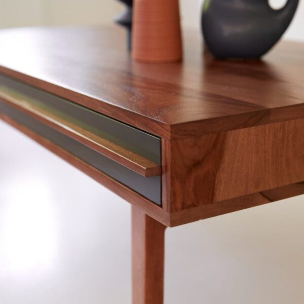 Sheesham Elegance Coffee Table with Gray Accent Drawer - Image 2