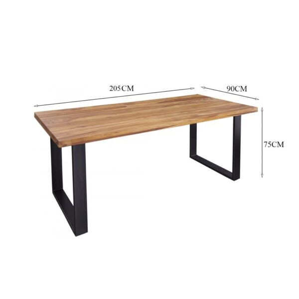 Oakland Dining Table with Metal Base Leg and Sheesham Wood Top in Honey Finish - Image 5