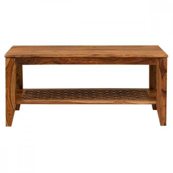 Kansas Carved net Coffee Table in Honey Finish - Image 3