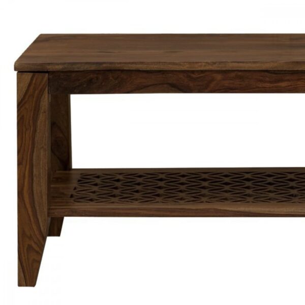 Kansas Carved net Coffee Table in Walnut Finish - Image 4