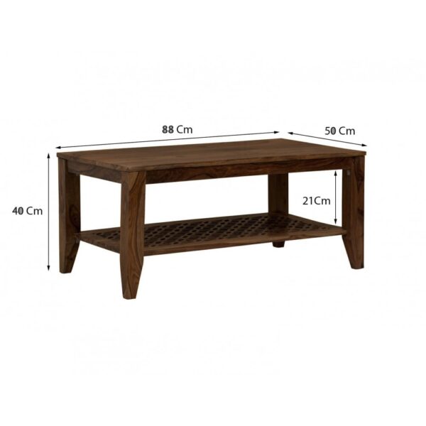 Kansas Carved net Coffee Table in Walnut Finish - Image 2