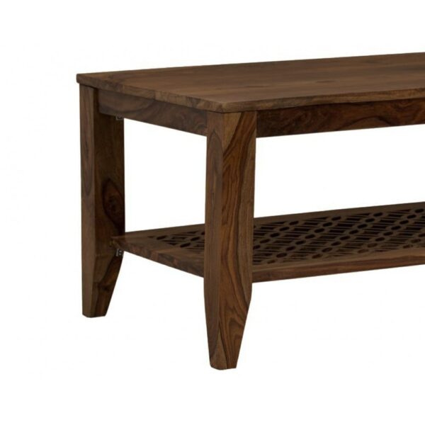 Kansas Carved net Coffee Table in Walnut Finish - Image 5
