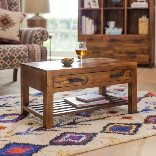 Briggs Coffee Table with Storage drawer in Honey Finish - Image 2