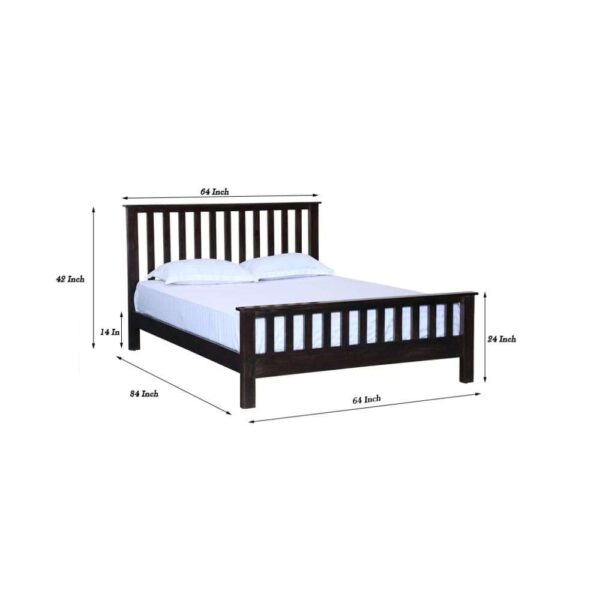 Sheesham Wood Queen Size Strip Design Non Storage Bed in Walnut Finish - Image 4