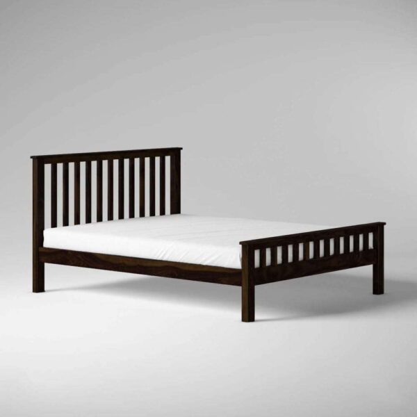 Sheesham Wood Queen Size Strip Design Non Storage Bed in Walnut Finish - Image 3