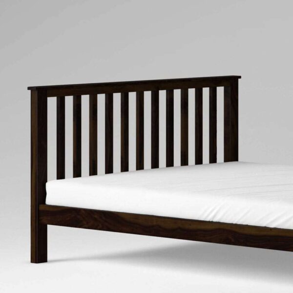 Sheesham Wood Queen Size Strip Design Non Storage Bed in Walnut Finish - Image 2