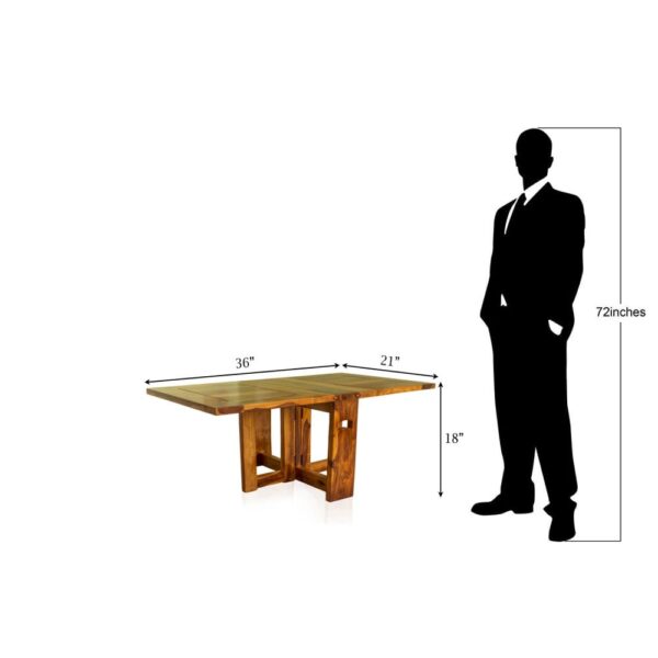 Foldable Coffee Table (Honey Finish) Plain Top - Image 6