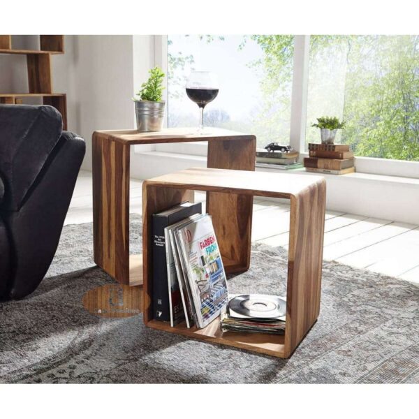 Hamilton Nested Cube - Side Table Honey Finish - Image 3