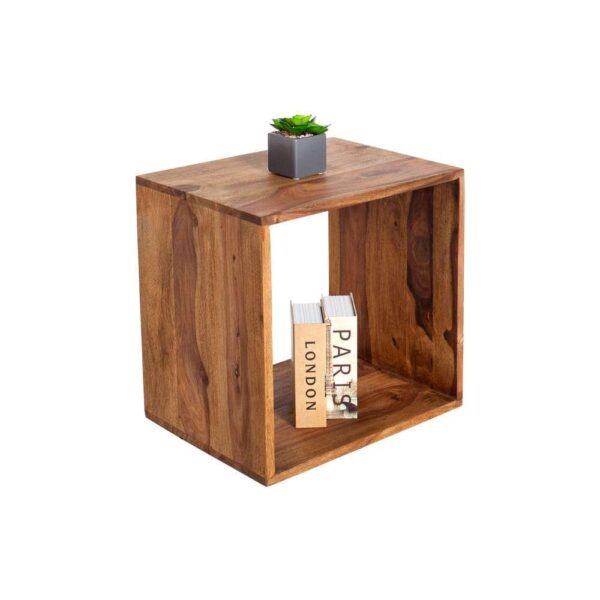 Solid Sheesham Wood Cubic End Table (Honey) - Image 6
