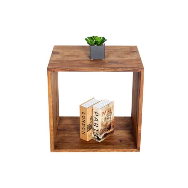 Solid Sheesham Wood Cubic End Table (Honey) - Image 5