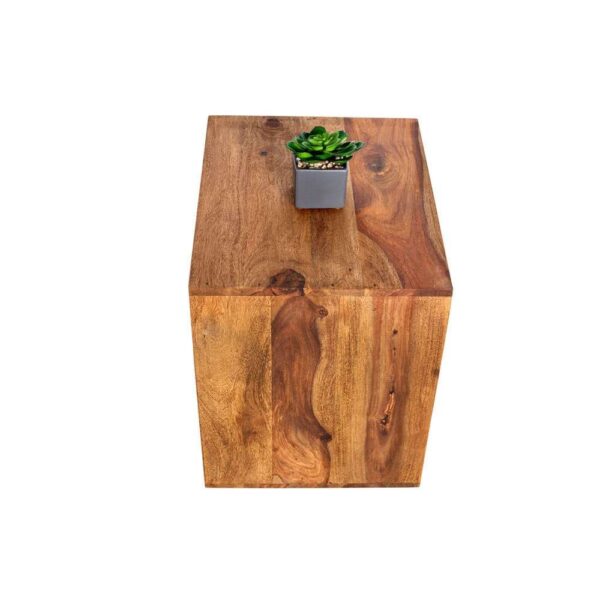 Solid Sheesham Wood Cubic End Table (Honey) - Image 4
