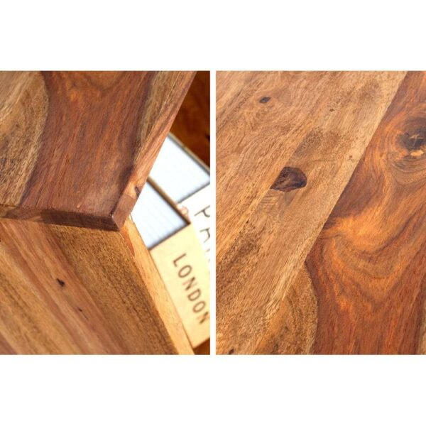 Solid Sheesham Wood Cubic End Table (Honey) - Image 3