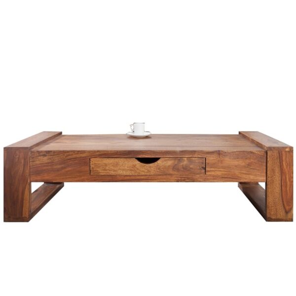 Riverton Solid Sheesham Wood Coffee table with drawer in Honey Finish - Image 2