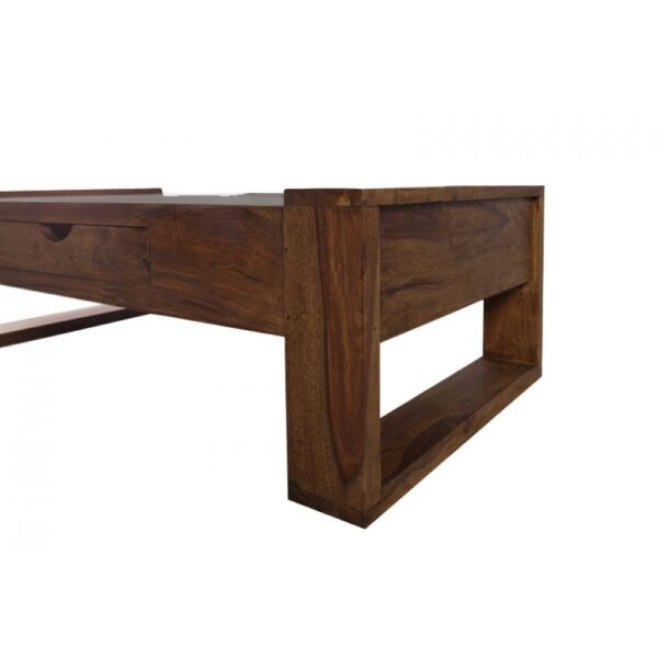 Riverton Solid Sheesham Wood Coffee table with drawer in Walnut Finish - Image 3