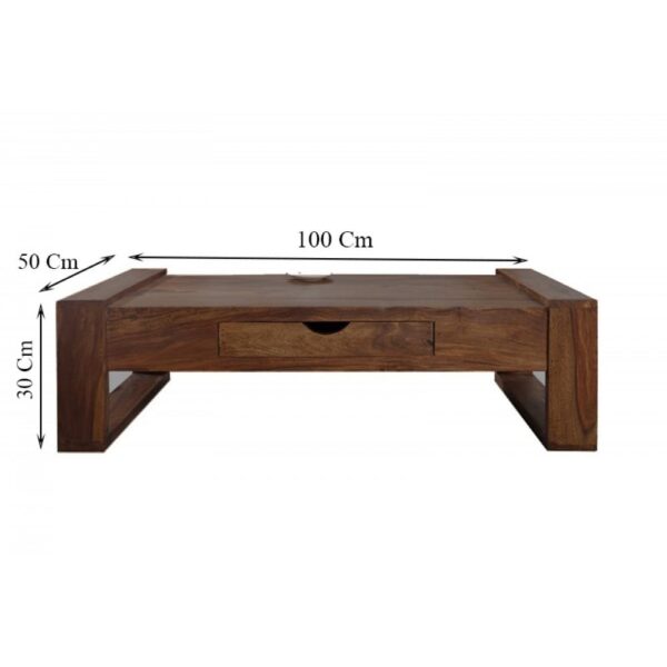 Riverton Solid Sheesham Wood Coffee table with drawer in Walnut Finish - Image 7