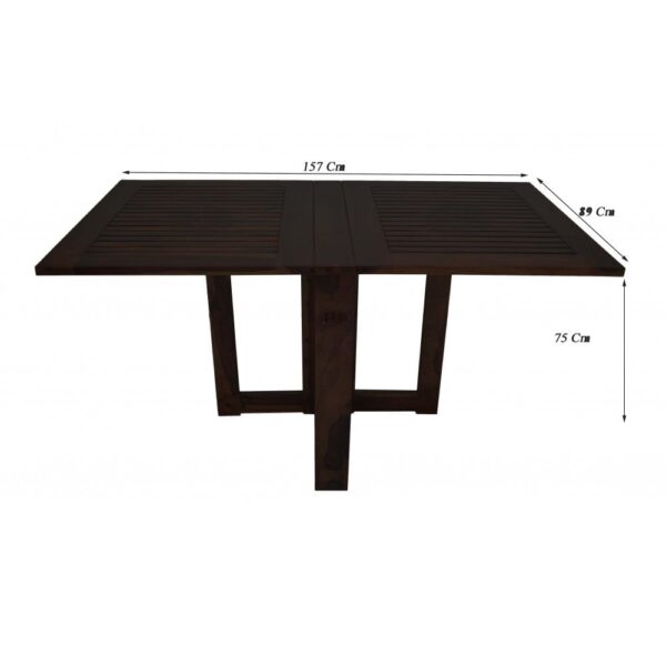 Sheesham Wood Folding Dining Table Stripped Top - Walnut - Image 6