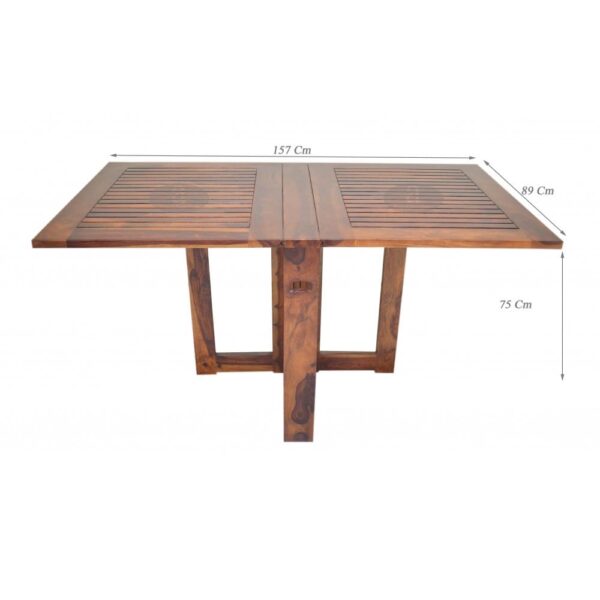 Sheesham Wood Folding Dining Table Stripped Top - Honey - Image 6