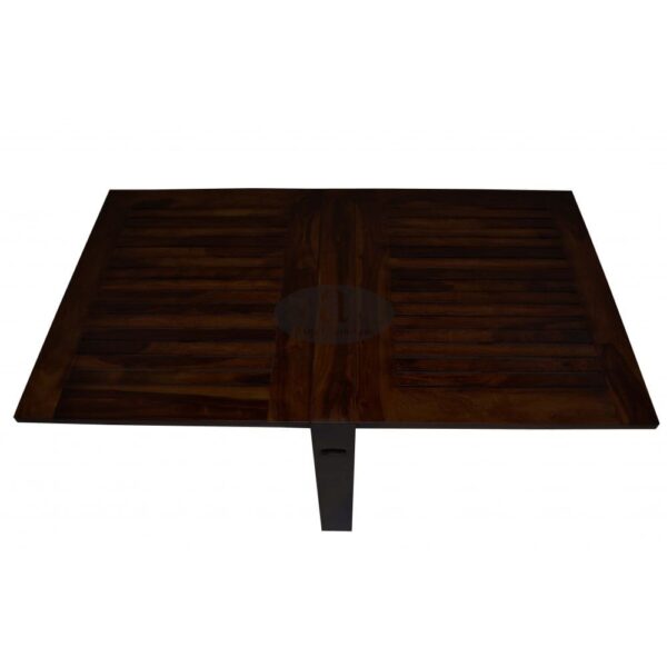 Sheesham Wood Folding Dining Table Stripped Top - Walnut - Image 4