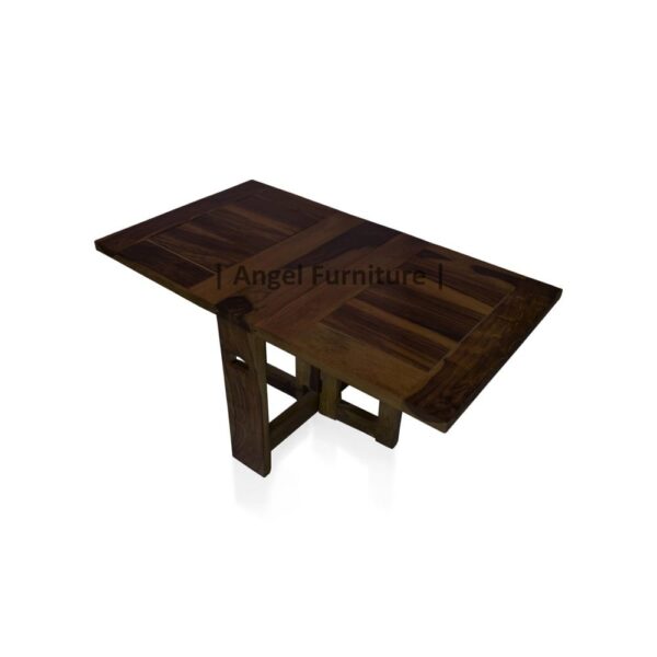 Foldable Coffee Table (Walnut Finish) Plain Top - Image 4