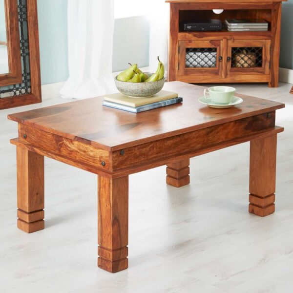 Solid Sheesham Wood Classic Coffee Table (Standard, Honey Finish) - Image 2