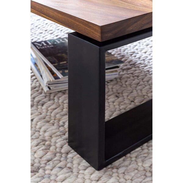 Sheesham Wood Coffee Table with Metal Legs - Image 4