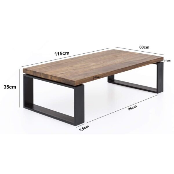 Sheesham Wood Coffee Table with Metal Legs - Image 5