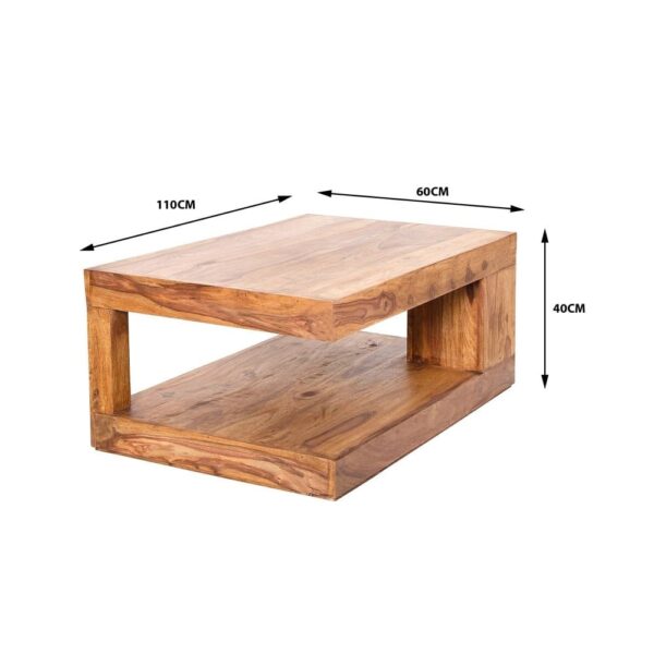 Sheesham Wood Flyer Coffee Table Center Table (Honey Finish) - Image 3