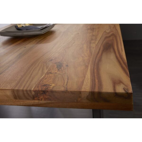Oakland Dining Table with Metal Base Leg and Sheesham Wood Top in Honey Finish - Image 3