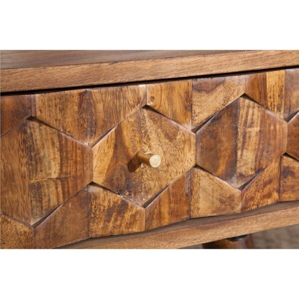 Hexagonal Brick Design Sheesham Wood Coffee Table (Honey Finish) - Image 5