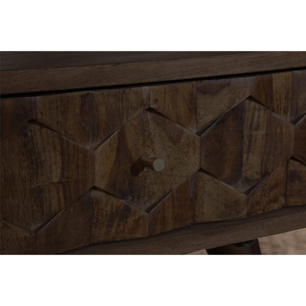 Hexagonal Brick Design Sheesham Wood Coffee Table (Walnut Finish) - Image 3