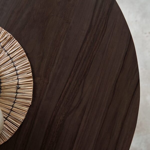 Sheesham Wood Round Top Four Seater Dining Table (Walnut Finish) - Image 3