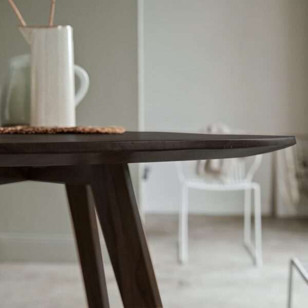 Sheesham Wood Round Top Four Seater Dining Table (Walnut Finish) - Image 5