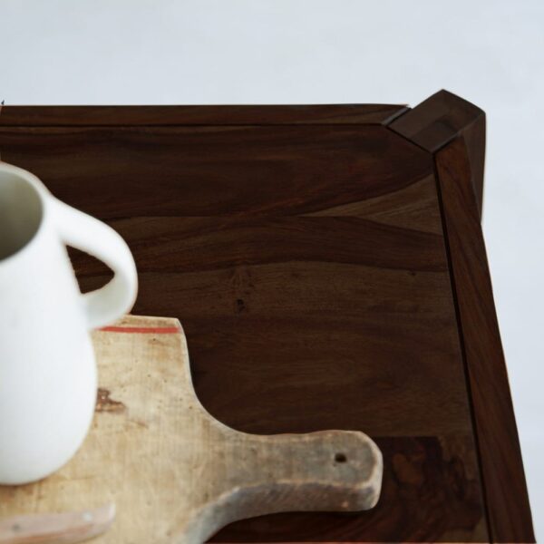 Sheesham Wood Coffee Table Lunar Design (Walnut Finish) - Image 3