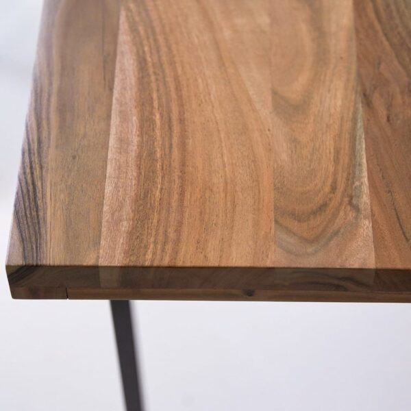 Danton Sheesham Wood Dinning Table Honey Finish | Metallic Stand - Image 2