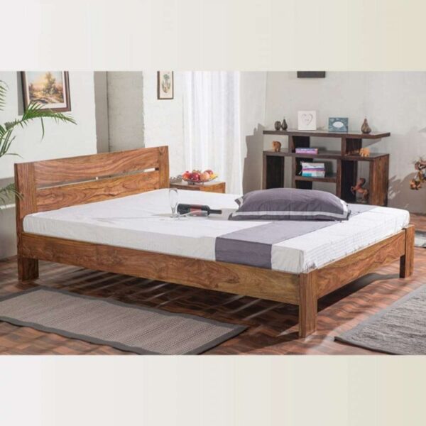 Mayfield Sheesham Wood Queen Size Platform Non Storage Bed (Honey)