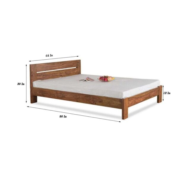 Mayfield Sheesham Wood Queen Size Platform Non Storage Bed (Honey) - Image 4