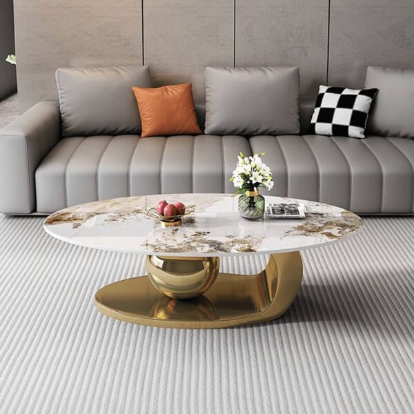 Modern Marble Coffee Table Gold - Image 3